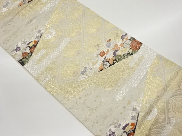 JAPANESE FUKURO OBI / WOVEN FLORAL PLANTS